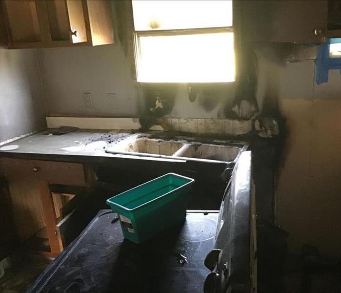 fire damaged kitchen, appliances