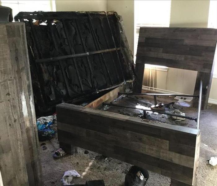 box spring mattress and bedroom fire damaged