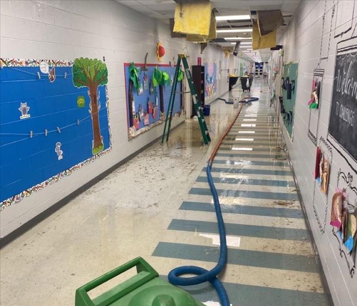 ceiling water damage in school